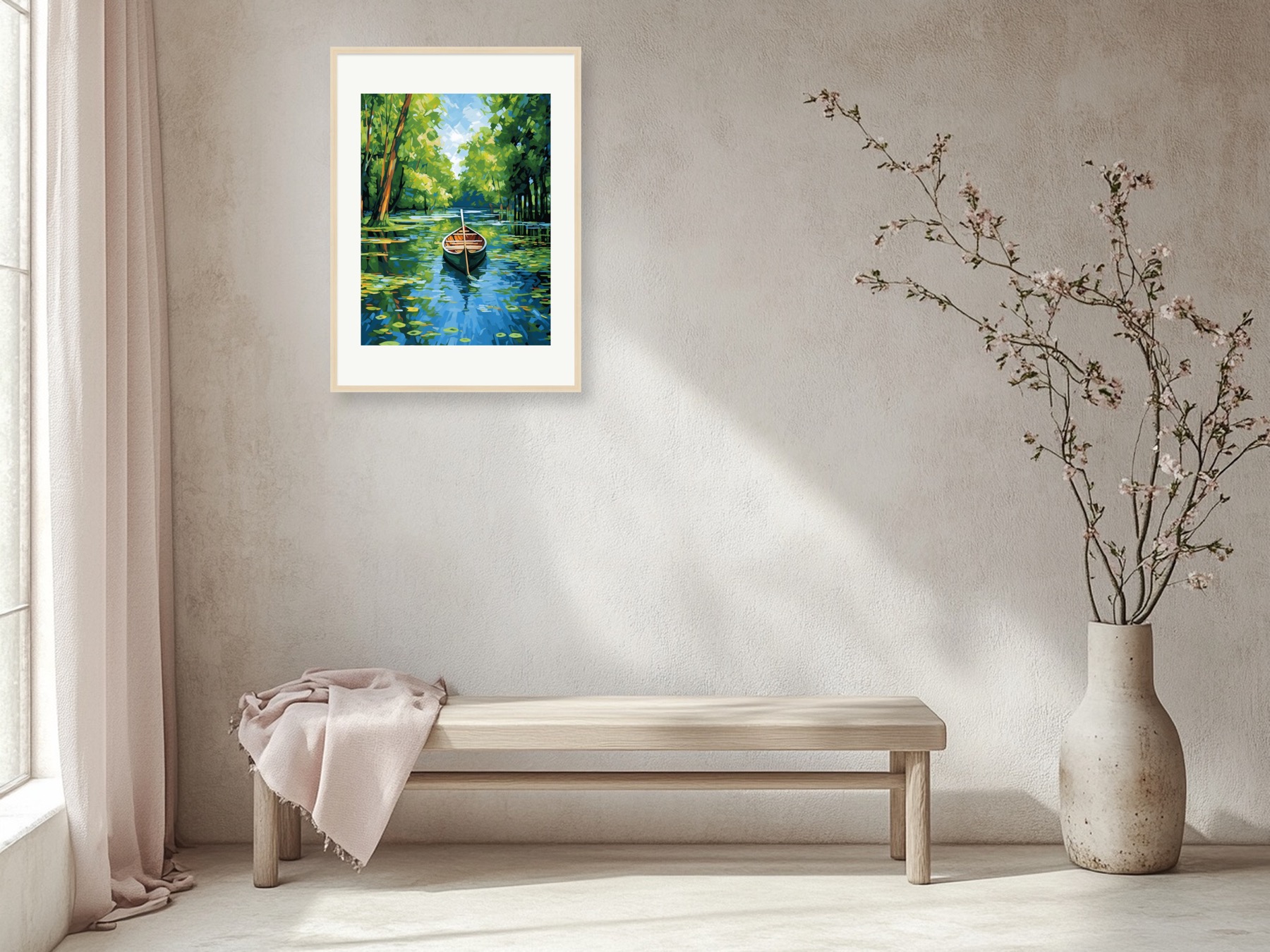 Spreewald-Raum mit gerahmter Kunst